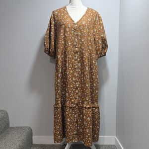notPERFECTLINEN Elysian V-Neck Linen Maxi Dress, Size XL